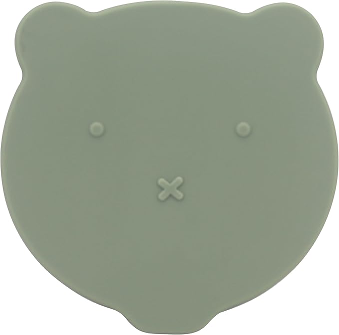 Silicone Snack & Fruits Container – Leakproof Durable and BPA-Free | for Daycare, Preschool, School, and Family Outings – Bear design 130 ML/4.4 OZ (Green Olive)