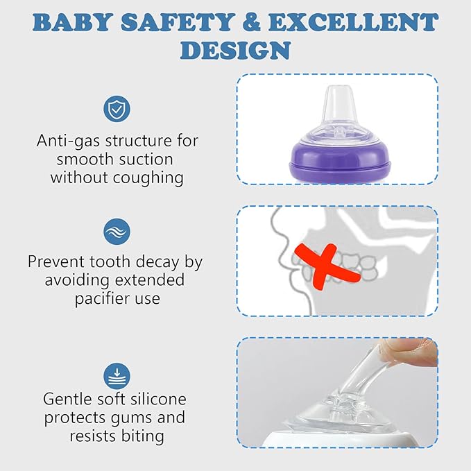 Spout Sippy Nipples for Lansinoh Baby Bottles, Transition Cup Food Grade Silicone Soft Nipple 6m+, Pack of 4