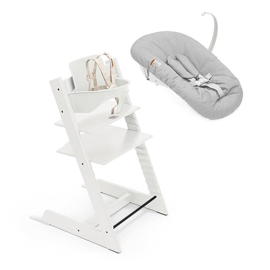 Stokke Tripp Trapp High Chair², White (Includes Chair & Baby Set) with Newborn Set - Safe, Adjustable, Ergonomic Design