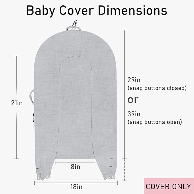 Organic Replacement Cover with Waterproof Pad | Premium Quality Spare Cover Certified Organic Cotton | [Fits Dockatot Deluxe + Docks] (Cover Only) (Gray, Waterproof Organic Cotton)