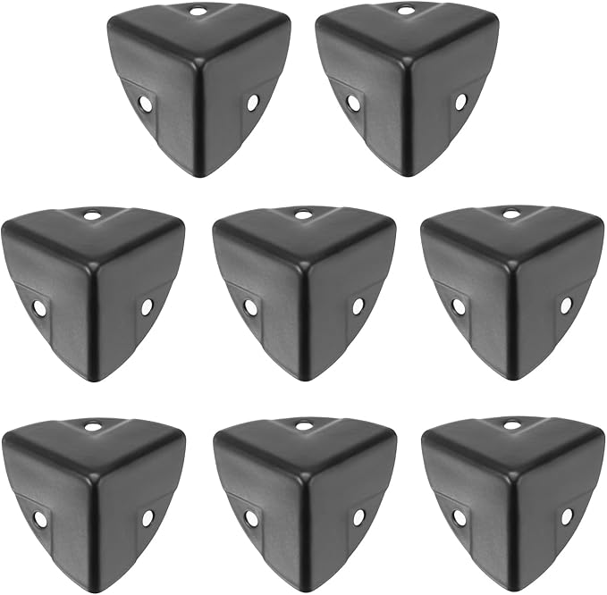 uxcell 8PCS Metal Corner Protector 0.9 x 0.9 x 0.9 Inch Box Edge Guard Protector Zinc Alloy Cabinets Speaker Corners Protector for Furniture Decorative (Imprint Edge, Black)