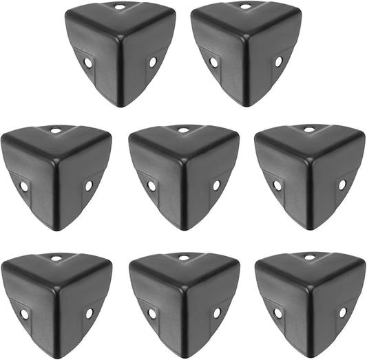 uxcell 8PCS Metal Corner Protector 0.9 x 0.9 x 0.9 Inch Box Edge Guard Protector Zinc Alloy Cabinets Speaker Corners Protector for Furniture Decorative (Imprint Edge, Black)