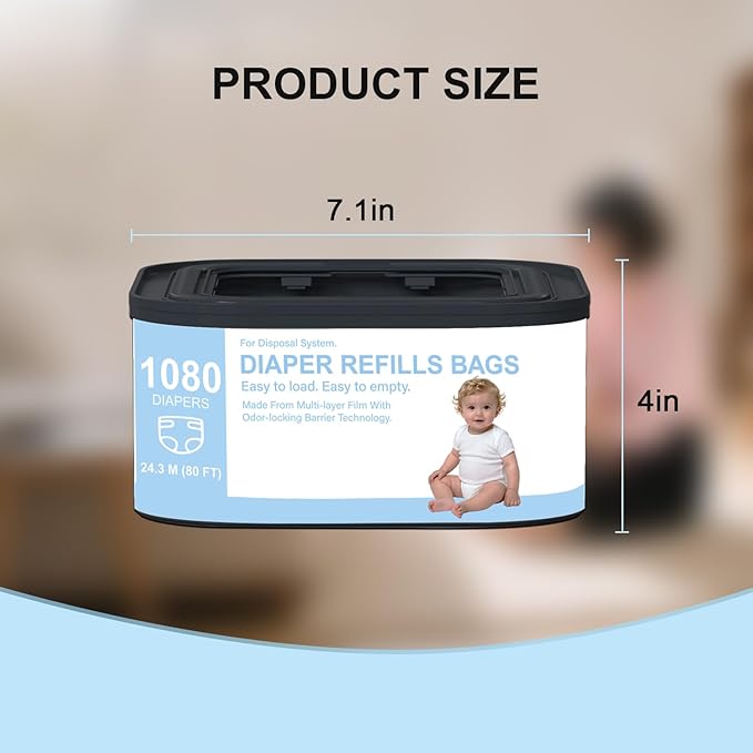 Jumbo+ Square Refills Disposal Bags Refill Compatible with Diaper Genie Compact, Classic and Select Pails, Hold Up to 1080 Newborn-Sized Diapers Per Refill, Pack of 3
