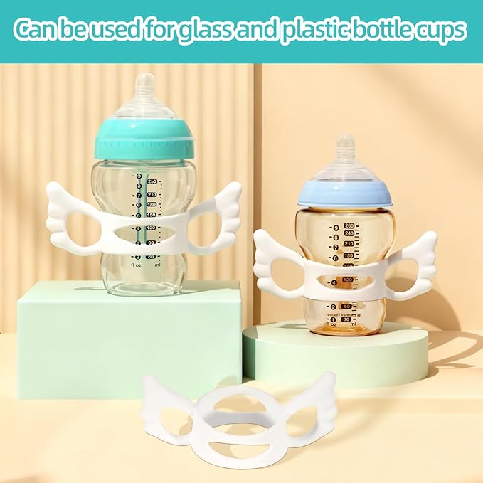 2 Pack Baby Bottle Handles Compatible with 5OZ/9OZ Plastic Glass Tommee Tippee Bottles, Bottle Handles for Baby Self Feeding & Hands Free Use, Supports Baby Grip Training, New Mom