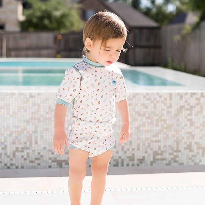Splash About Happy Nappy Wetsuit, Swimsuit for Babies & Toddlers with Built-in Swim Diaper (Little Acorns, 6-14 Months)