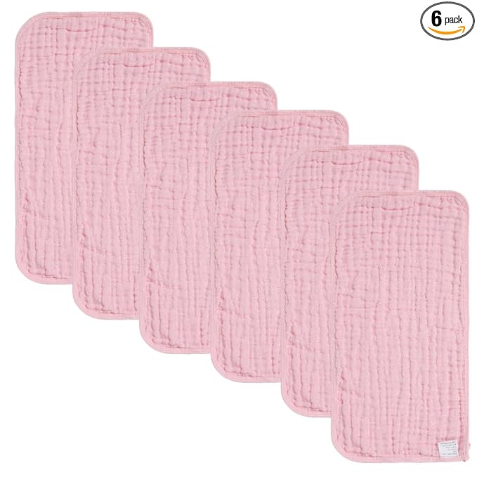 norinori Baby Burp Cloths Muslin Washcloths 6Pack - Muslin Burp Cloths Large 20''x10'' Extra Soft Absorbent Baby Burp Rags for Newborn 100% Cotton for Boys Girls Gift 6 Layers Machine Washable