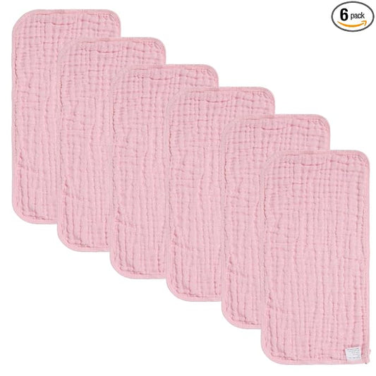 norinori Baby Burp Cloths Muslin Washcloths 6Pack - Muslin Burp Cloths Large 20''x10'' Extra Soft Absorbent Baby Burp Rags for Newborn 100% Cotton for Boys Girls Gift 6 Layers Machine Washable