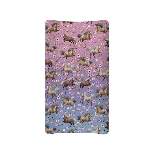 Stretchy Diaper Changing Table Cover, Snug and Soft Change Table Pad Covers Fit 16 * 32 Inches, Running Horse Floral