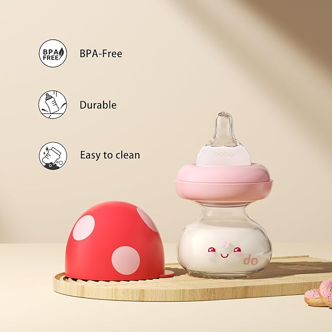 YOHKOH Newborn Glass Baby Bottles with Slow Flow Nipple for 0+ Months, Wide Neck Feeding Bottle, 2.7oz/80ml (Multicolour, 2.7oz (Pack of 4))