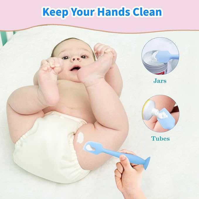 Diaper Cream Spatula Butt Spatula Baby Diaper Spatula, Soft Silicone Butt Paste Spatula Diaper Rash Cream Applicator Diaper Cream Brush with Suction Cup Base