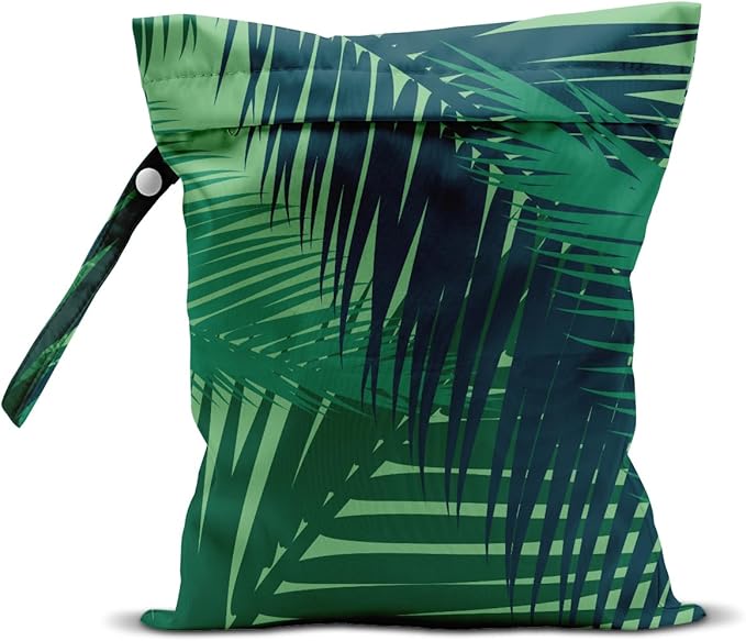 Wet Dry Bag, Wet Bag for Swimsuit, Travel, Beach, Pool, Diapers, Dirty Yoga Gym Clothes, Makeup Bag, Summer Vacation Essentials Tropical Palm Leaves Decor