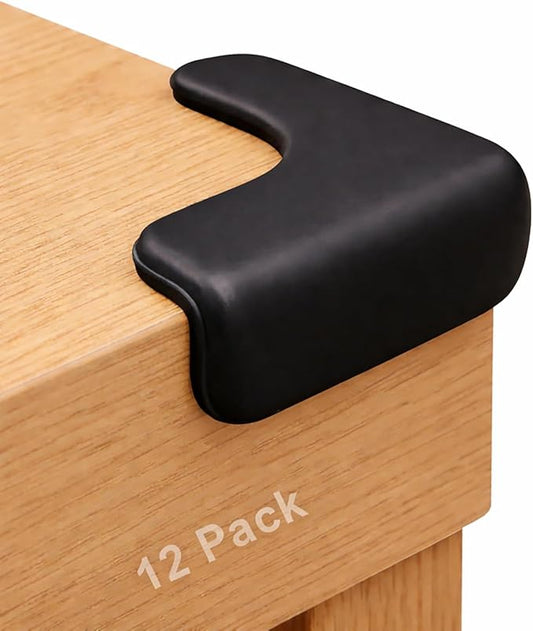 Corner Protector for Baby, 12 Pack EVA Foam Baby Proofing Corner Guards, Soft L-Shaped Furniture Edge Protectors for Tables and Sharp Corners, Tear-Resistant Updated Design, Black