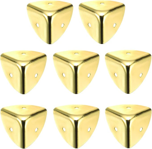 uxcell 8PCS Metal Corner Protector 1.5 x 1.5 x 1.5 Inch Box Edge Guard Protector Zinc Alloy Cabinets Speaker Corners Protector for Furniture Decorative (Gold)