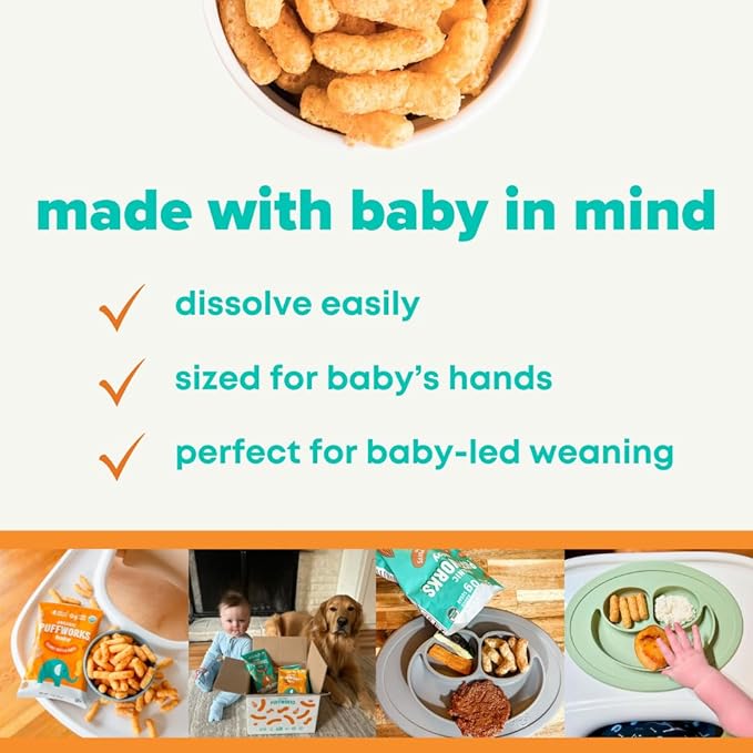 Puffworks Baby Peanut and Almond Variety Pack, Perfect for Early Peanut Introduction, Plant Protein, No Added Sugar, USDA Organic, Gluten-Free, Vegan, Non-GMO, Kosher, 0.5 Ounce (Pack of 12)