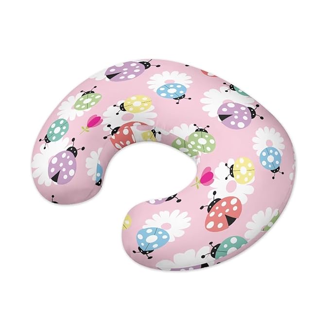 Daisy Colorful Ladybug Easter Nursing Pillow Cover for Baby Boy Girl Ultra Soft Comfortable Newborn Nursing Pillow Case Easy to Use and Dustptoof