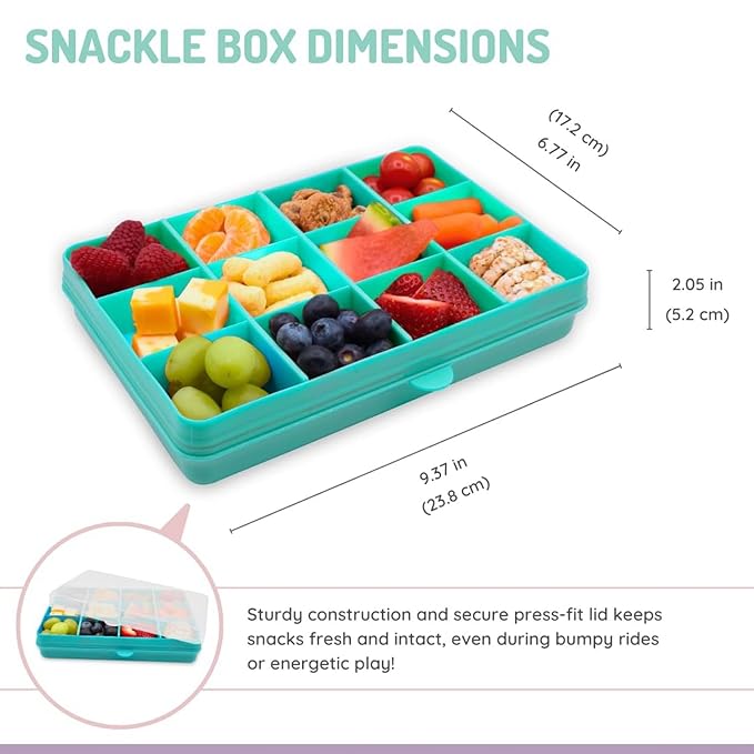 melii Snackle Box |12-Compartment Snack Container with Removable Dividers, BPA-Free Food Storage for Travel, School & On-the-Go Snacks, Kids & Family Organizer (Blue)