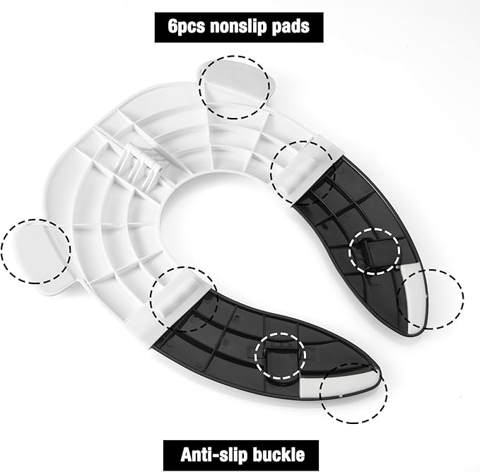 PandaEar Toilet Seat Cover | Folding Travel Toilet Seat for Children and Potty Training | Portable Silicone Toilet Seat for Toddlers, Boys & Girls with Non-Slip Silicone Pads -Panda