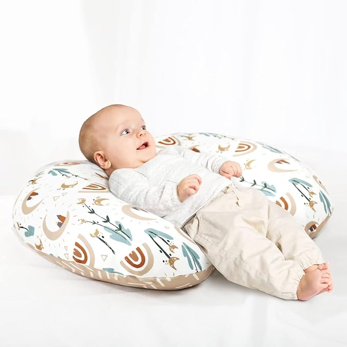 GRSSDER Nursing Pillow Cover Stretchy Minky Removable Nursing Covers for Breastfeeding Pillows, Ultra Soft Comfortable Slipcover for Boy and Girls, Cute Rainbow Pattern