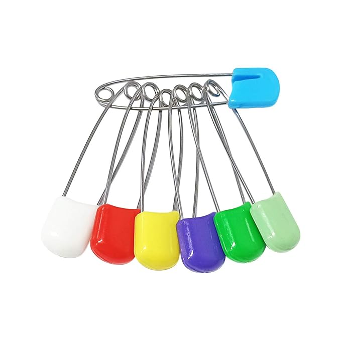50 Pcs Diaper Pins, Plastic Head Safety Pin with Safe Locking Closures (Colorful)