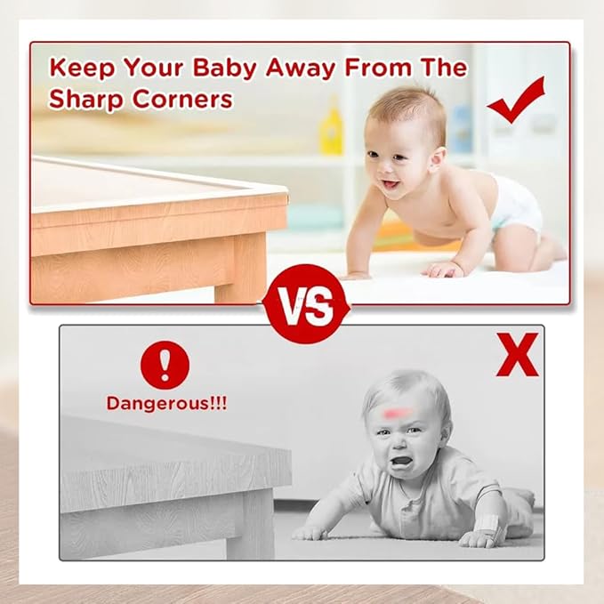 Baby Proofing Edge Protector for Kid Clear Edge Protector Strip Safety Corner Guards Child Proof Corner Bumper for Furniture 1.2" x 9.84' (thk: 2mm)