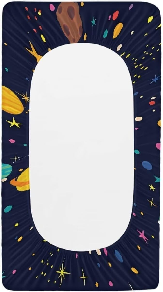 Planets Stars Changing Pad Covers, Breathable Baby Diaper Change Table Covers, Ultra Soft Contoured Pad Covers for Newborn Baby Boy Girls