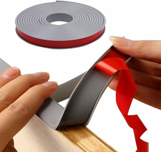 16.4ft U-Shape TPE Self Adhesive Veneer Edging Trim Flexible Edge Protector for Furniture Corner & Edge Safety Guards, DIY Furniture Edge Strip for Countertop Table Cabinet Shelf Repair (16mm, Gray)
