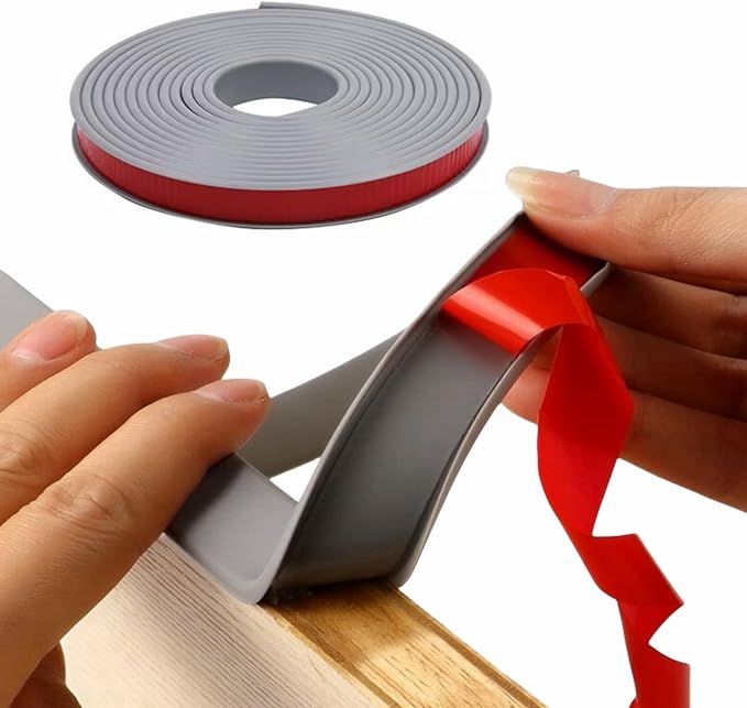 16.4ft U-Shape TPE Self Adhesive Veneer Edging Trim Flexible Edge Protector for Furniture Corner & Edge Safety Guards, DIY Furniture Edge Strip for Countertop Table Cabinet Shelf Repair (18mm, Gray)
