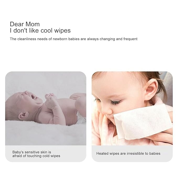 Baby Wipe Warmer and Baby Wet Wipes Dispenser, Refillable Constant Temperature Wipe Warmer, Portable Wipe Warmer USB Heating Wipe Case (White)
