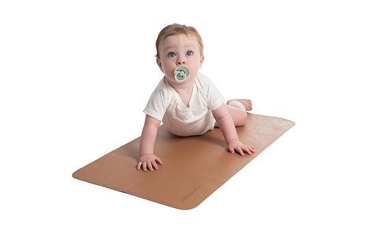 Luxury Vegan Leather Baby Changing Mat - 16"x30" Eco-Friendly, Versatile, Thin & Foldable, Easy-to-Clean Diaper Pad (Sky)