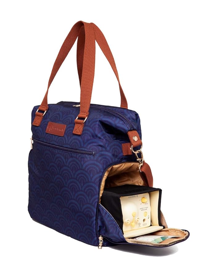Sarah Wells Lizzy Breast Pump Bag – Stylish Pump Tote with Insulated Cooler Pocket, Laptop Sleeve – Fits Portable Pumps & More – Easy-Clean, Lightweight Breastfeeding Bag (Deco)
