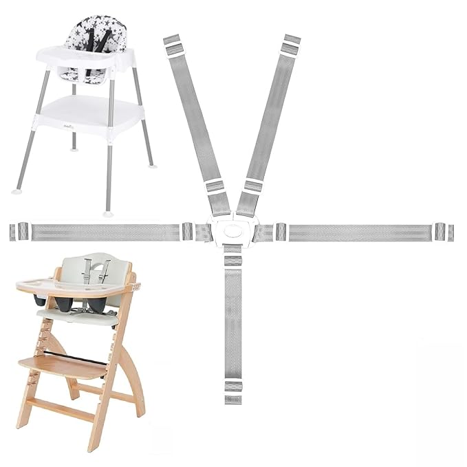 High Chair Straps Replacement Compatible with Abiie Beyond Junior/Evenflo 4 in 1 High Chair, Replacement Harness Straps for Baby Trend High Chair, Adjustable Universal High Chair Belt