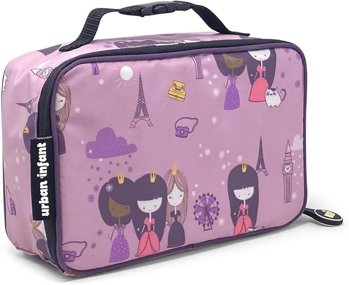 Urban Infant Yummie Kids Lunch Box Insulated Bag - Toddler Boys and Girls – Perfect for Daycare Preschool Travel Snacks – Allergy Alert Cards - Fits Bento Boxes - Violet