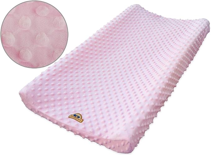 BlueSnail Ultra Soft Minky Dot Changing Pad Cover 2 Pack (Gray+Pink, 2 Pack)