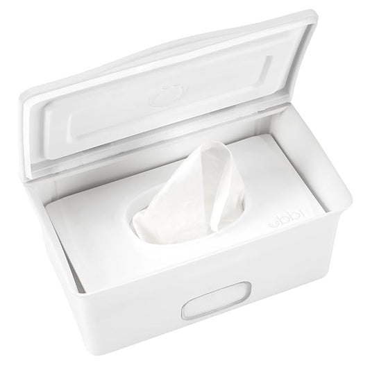Ubbi Baby Wipes Dispenser | Baby Wipes Case | Baby Wipes Holder with Weighted Plate, Keeps Wipes Fresh and Non-Slip Rubber Feet, White