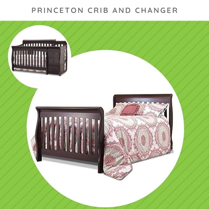 Full-Size Conversion Kit Bed Rails for Sorelle Crib & Changer Combos - Solid Wood - Toddler & Adult Bed Rail for Full-Size - Nursery & Baby Furniture (Model #1050, Espresso - Princeton Crib & Changer)