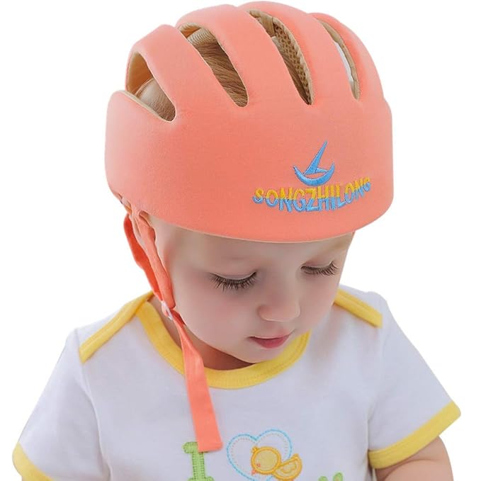 Adjustable Baby Head Protector, Baby Helmets for Crawling Walking Lightweight Safety Baby Helmet Jumping Running Breathable Hat Infant Essentials Toddler Helmets 6-24 Months (Orange)