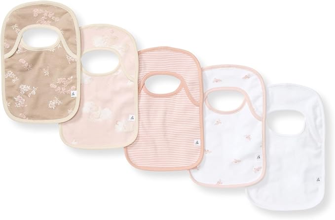 Burt’s Bees Baby Unisex Baby Bibs, Lap-Shoulder Drool Cloths, 100% Organic Cotton with Absorbent Terry Towel Backing Bibs