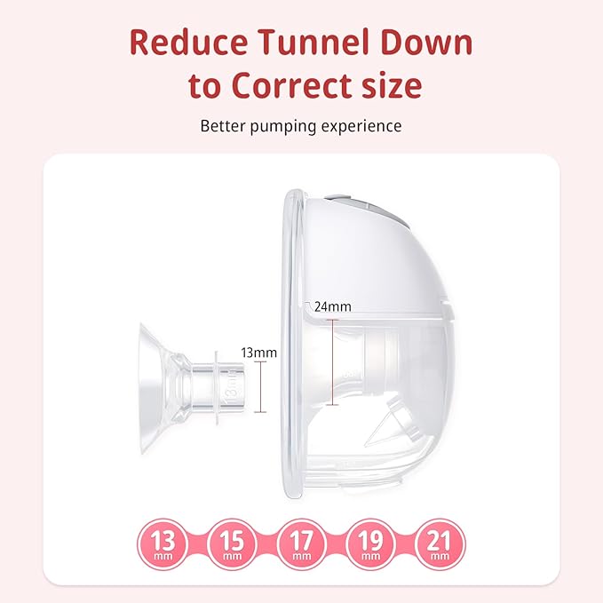 Electric Breast Pump Flange Inserts 17 mm 8PCS for 24 mm Shields Flange/Shield of Most Pumps, BPA Free Inserts,Hands-FreeBreast Pump,Sealed,Reduce 24mm Tunnel Down to Other Size