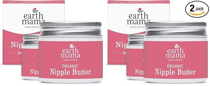 Earth Mama Organic Nipple Butter™ | Nipple Cream Safe for Breastfeeding | Postpartum Essentials for Nursing | Non Lanolin Nipple Cream, 2 fl oz (2-Pk) (Pack of 2)