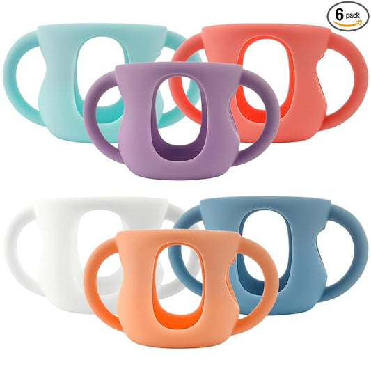6Pcs Baby Bottle Handles, Drop Resistant Glass Baby Bottle Sleeves, Anti Slip and Heat Resistant Baby Bottles Silicone Sleeves for Avent 120ml