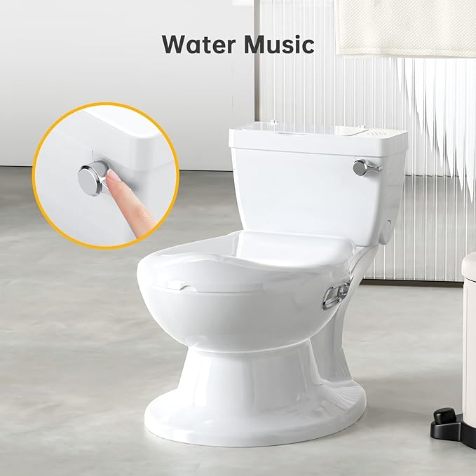 2-in-1 Toddler Potty Training Toilet, Training Potty Toilet for Baby, Realistic Flushing Sound for Boys & Girls Ages, Washable Split Potty Training with Soft Seat, with Wipes Storage, Paper Holder
