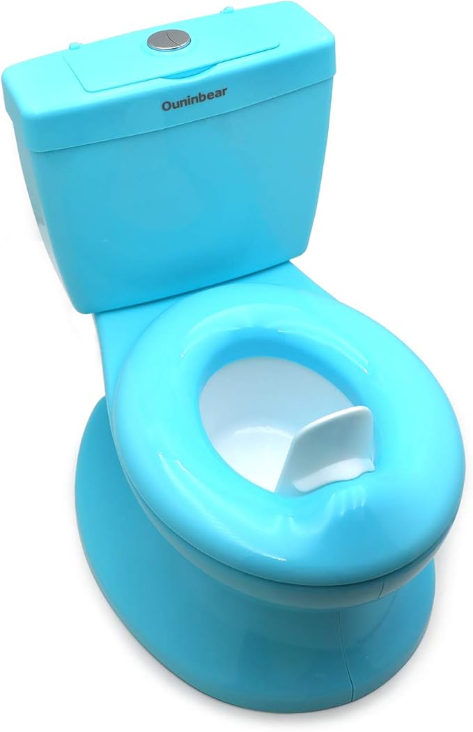 HTTMT- Blue Portable Toddler Potty Training Toilet w/Flushing Sound Baby Chair Seat Kid (Center Push Flushing) [P/N: ET-BABY004-BLUE]