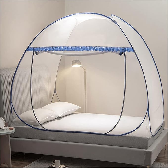 Pop Up Mosquito Net for Bed, Portable Camping Travel Mosquito Netting Bed Tent, Canoy Bed Tent Suit for Twin Full Queen King Size Bed, Mosquito Net Tent for Kids Girls Boys Bedroom