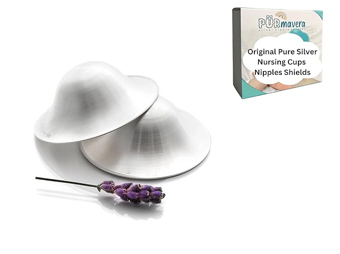 Silver Nursing Cups Nipple Cover Nipple Soother for Newborn Breastfeeding Moms, The Original 925 Silver Nursing Cups