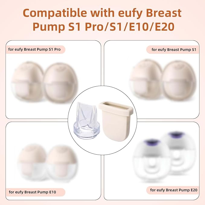 8pcs Replacement Parts for eufy Breast Pump, 4 Silicone Diaphragms & 4 Duckbill Valves Accessories Kit Compatible with eufy S1 Pro, S1, E10, E20 Wearable Breast Pump