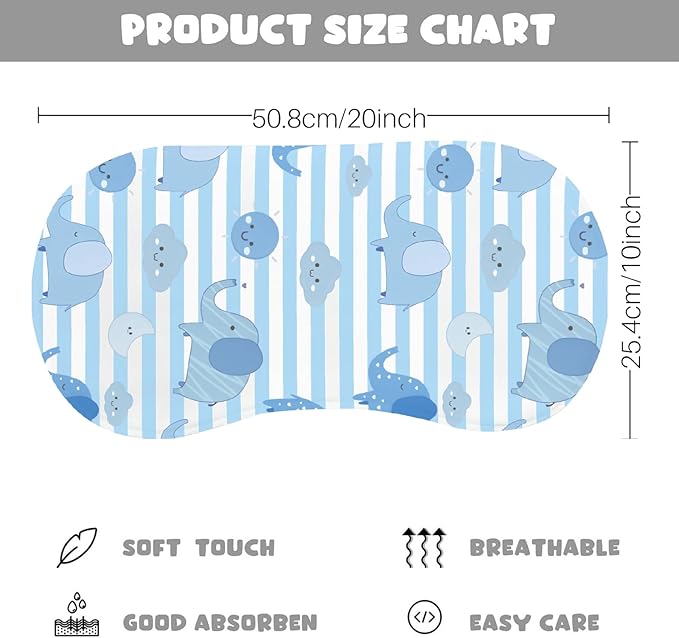 4pcs Elephant Burp Cloths for Baby Boys Girls 100% Cotton Blue Elephant Themed Design Burp Rags, Soft Breathable Muslin Burping Cloths Absorbent Spit-Up Cloths for Infant Newborns