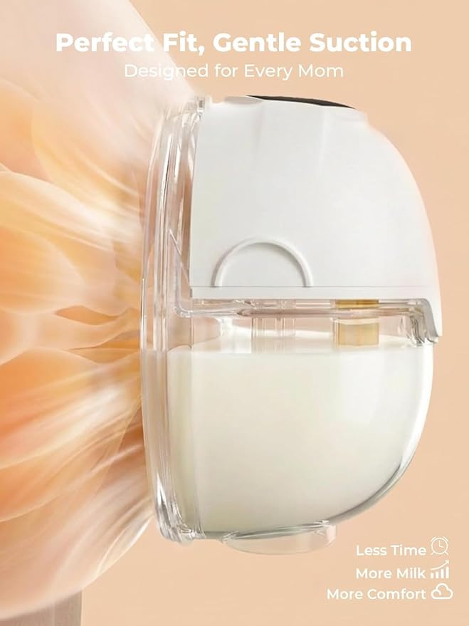 Hands Free Breast Pump Comfortable, Painless Strong Suction Power Rechargeable Electric Breast Pump Smart App Wearable Pump Leakproof 4 Modes Levels Wireless Pump for Driving Office Yoga Sleeping