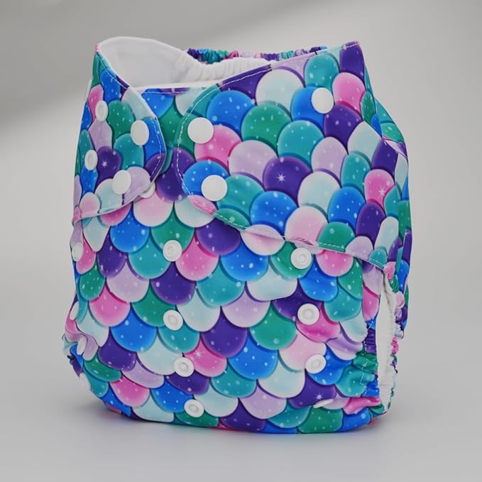 2 to 7 Years Old Cloth Diaper Nappy Pocket Reusable Washable Junior Big Baby Kids Toddler (Multicolor Scales)