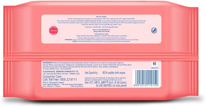 Johnsons Baby Skincare Wipes 72 sheets