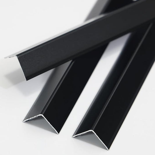 Coengwui Aluminum Corner Guards, Peel and Stick L-Shaped Molding Trim for Wall Table Door Frame Protection and Decoration (Matte Black, 3Pcs x 4.26ft x 0.8in)